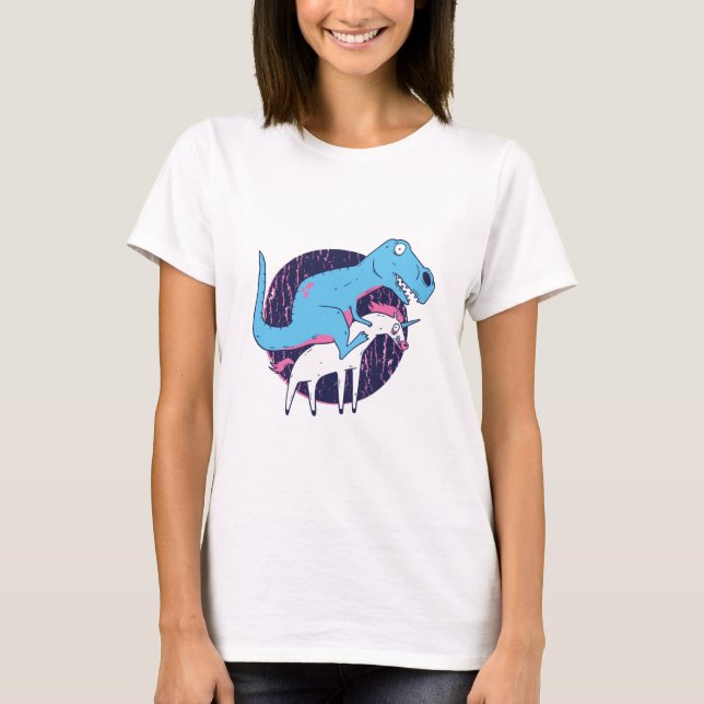 Trex Riding Unicorn T Shirt (Framsida)