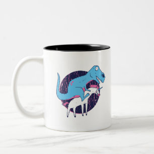 Trex Riding Unicorn Två-Tonad Mugg
