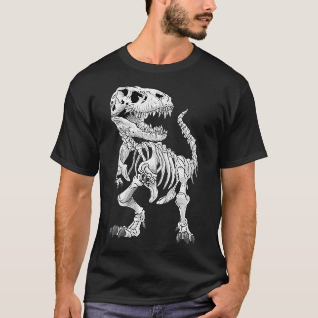TRex Skeleton Dino bones paleontologist Fossil T Shirt (Framsida)
