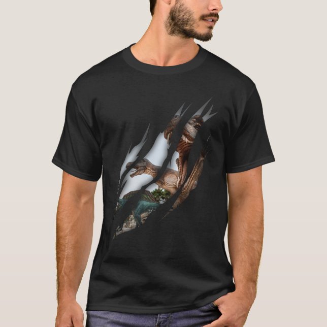 Trex Spinosaurus Torn Klo Dino Älskare T Shirt (Framsida)