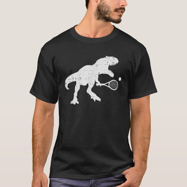 Trex Tennis Tennisaurus Funny Dinosaur Player Mana T Shirt (Framsida)
