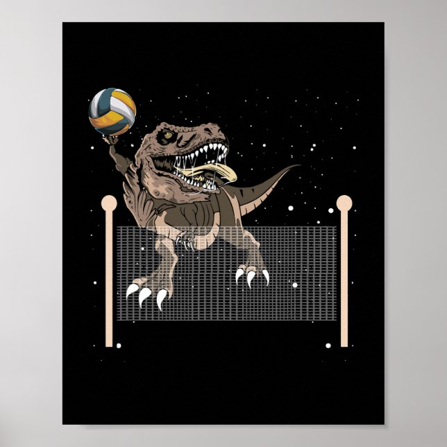 Trex Trex Dinosaur Play Volleyball Sport Player Poster (Framsidan)