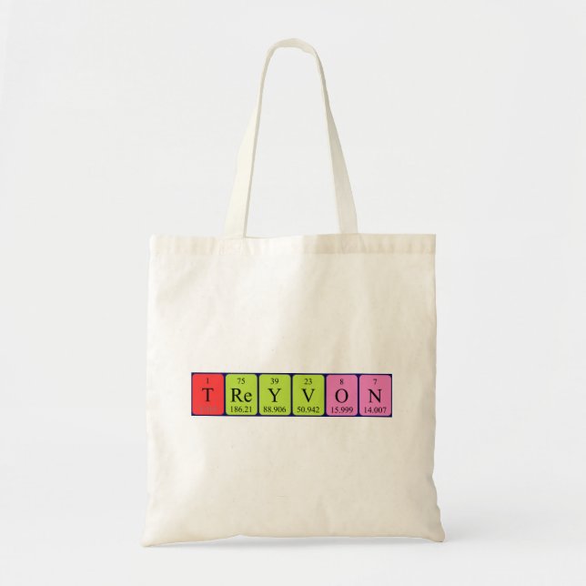 Treyvon periodisk bord namn tote bag tygkasse (Framsidan)