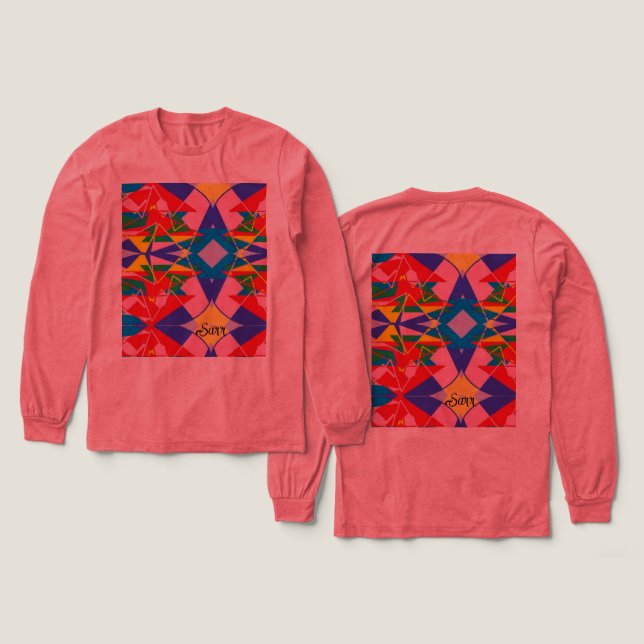 Tri-blend Långärmad Shirt Flytta Feeling T Shirt (Design framsida och baksida)