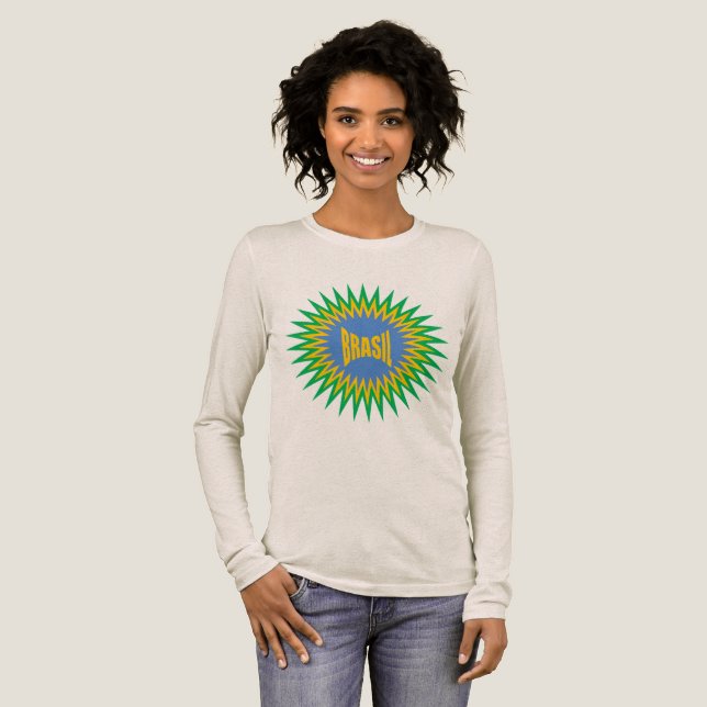 Tri-blend Long Sleeve Shirt oatmeal  SUN  BRASIL T (Hel framsida)