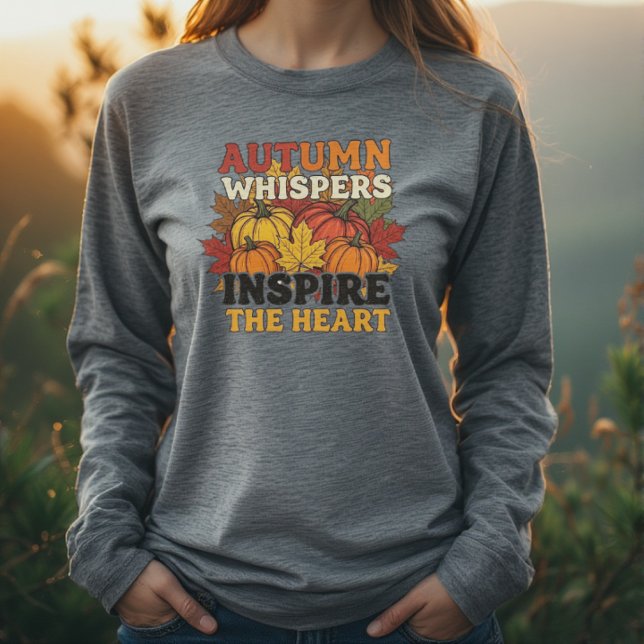 Tri-Blend-skjorta med höst löv och pumpor T Shirt (Autumn whispers design Tri-Blend shirt
This design is a charming illustration with an autumn theme, )