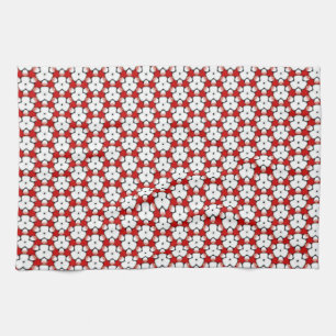Tri Blommigt Red White Geometric Kökshandduk