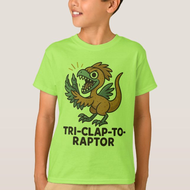 Tri-Clap-to-Raptor - Lunt Tiny Dinosaur T-Shirt (Framsida)