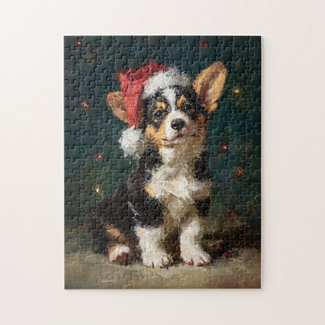 Tri-Color Corgi-Valp Julmålning Pussel (Vertikal)