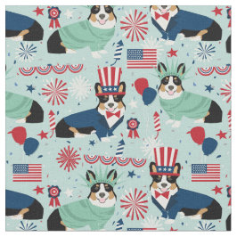 tri corgi hund usa patriotisk tyg