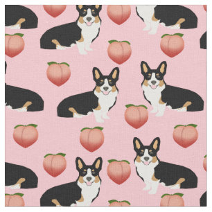 tri corgi peach emoji-väv tyg