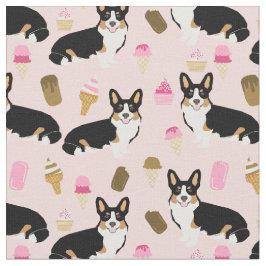 Tri Corgi rosa glass Tyg