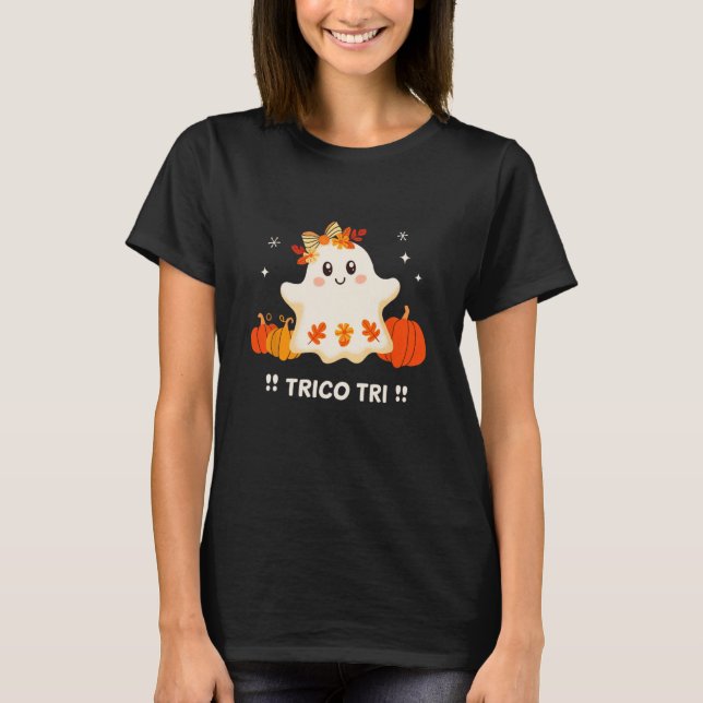 Tri Cute Halloween Spooky Mexican Ghost Spanglish T Shirt (Framsida)