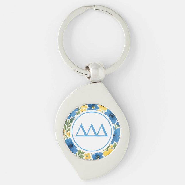 Tri Delta Swirl Silverfärgad Nyckelring (Framsidan)