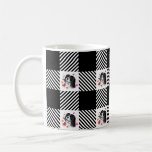 Tri-Färg Cavalier Black & White Buffalo Play Kaffemugg