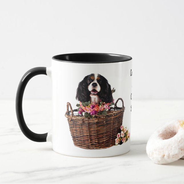 Tri Färg Cavalier Kung Charles Spain Hund Mugg (Med munk)