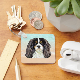 Tri-Färg Cavalier Kung Charles Spain Nyckelring
