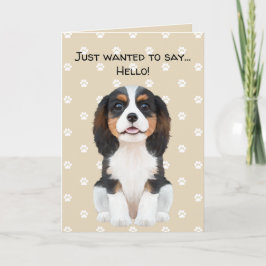 Tri-Färg Cavalier Kung Charles Spaniel Hej Card Kort