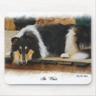 Tri Färg Collie presenterar konst Musmatta