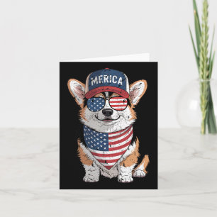 Tri Färg Corgi 4:e juli USA amerikanska Flagga P Kort