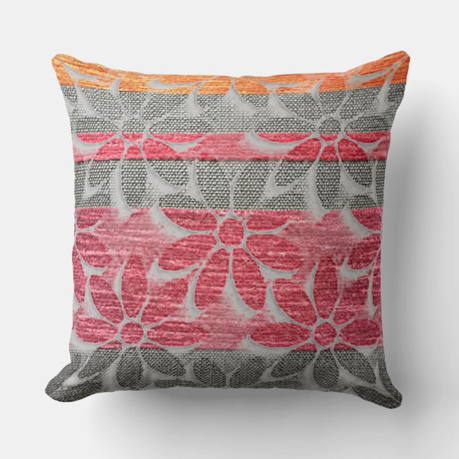 Tri-Färg Daisy Skriv ut Bomull Dekorativ kudde (Framsida)