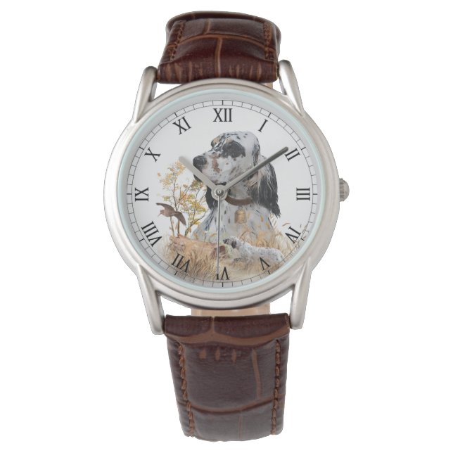 Tri Färg English Setter Art, woodcock Hunting Armbandsur (Framsida)