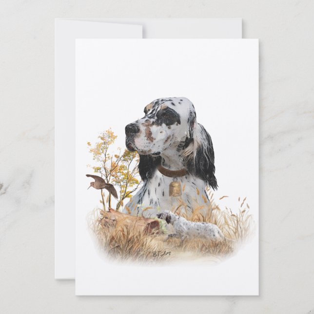 Tri Färg English Setter Art, woodcock Hunting Inbjudningar (Framsida)