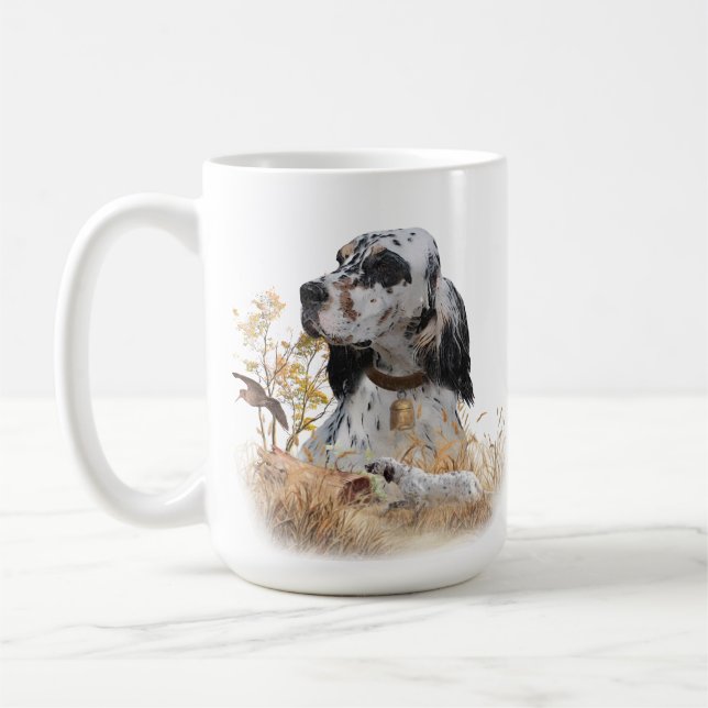 Tri Färg English Setter Art, woodcock Hunting Kaffemugg (Vänster)