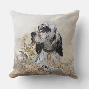 Tri Färg English Setter Art, woodcock Hunting Kudde