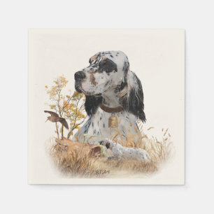 Tri Färg English Setter Art, woodcock Hunting Pappersservett