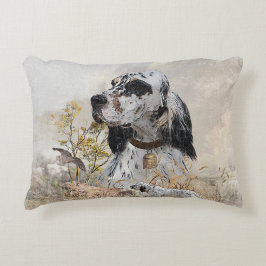 Tri Färg English Setter Art, woodcock Hunting Prydnadskudde