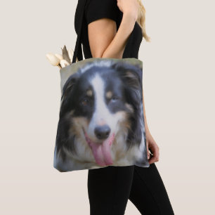 Tri Färg Gräns Collie Ansikte Tygkasse