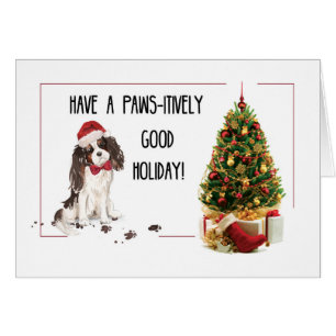 Tri-Färg Kung Charles Spaniel Funny jul Hund Hälsningskort