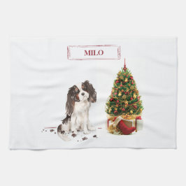 Tri-Färg Kung Charles Spaniel Funny jul Hund Kökshandduk