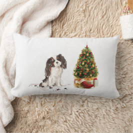 Tri-Färg Kung Charles Spaniel Funny jul Hund Lumbarkudde