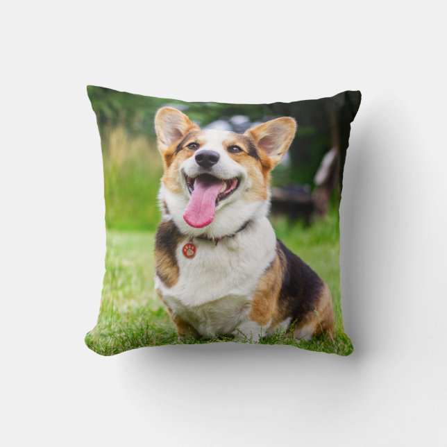 Tri Färg Pembroke Welsh Corgi Puppy Hund Kudde (Framsida)