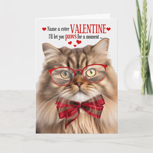Tri Färg Persian Cat Lover Valentine Kattdjur Humo Helgkort (Framsida)