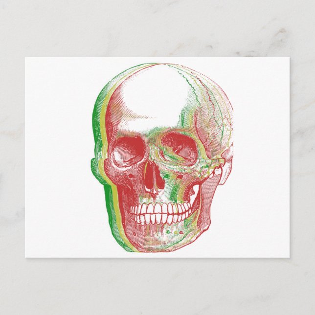 Tri-färg Rasta Skull Vykort (Framsida)