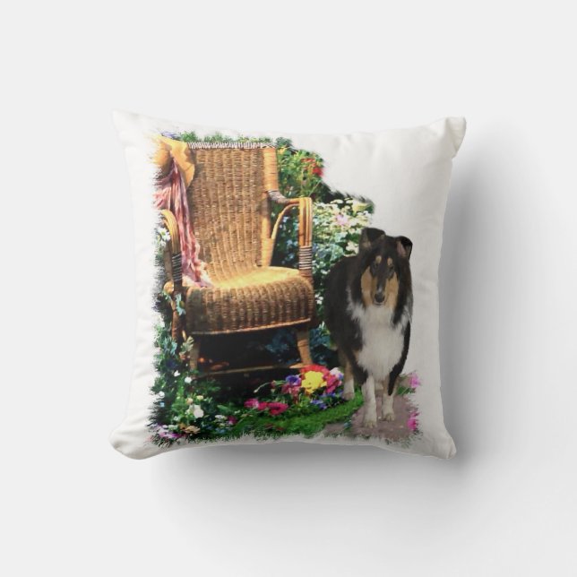 Tri Färg Rough Collie Art Gifts Kudde (Framsida)