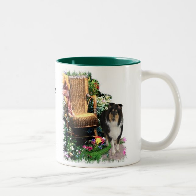 Tri-Färg Rough Collie Art Gifts Två-Tonad Mugg (Höger)
