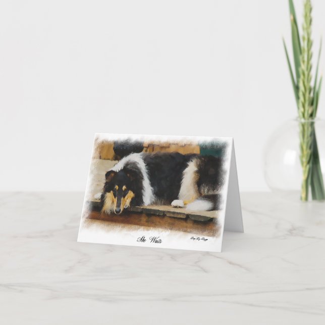 Tri Färg Rough Collie Gifts Art Kort (Framsida)