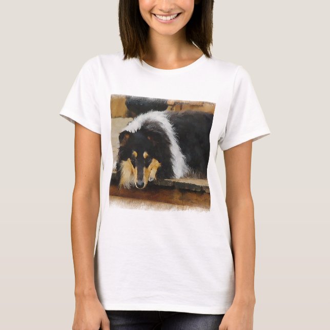 Tri-Färg Rough Collie Gifts T Shirt (Framsida)