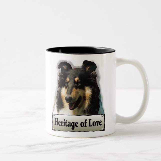 Tri Färg Rough Collie Gifts Två-Tonad Mugg (Höger)