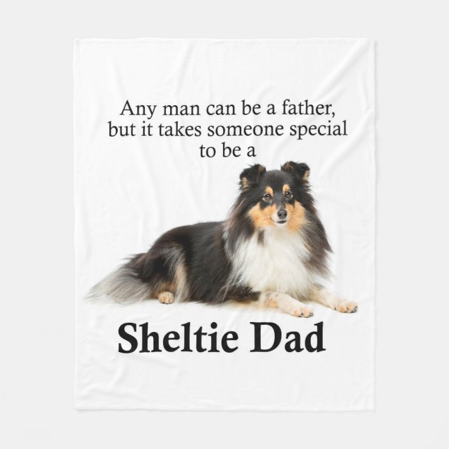Tri-Färg Sheltie Pappa Fleece Blanket (Framsidan)
