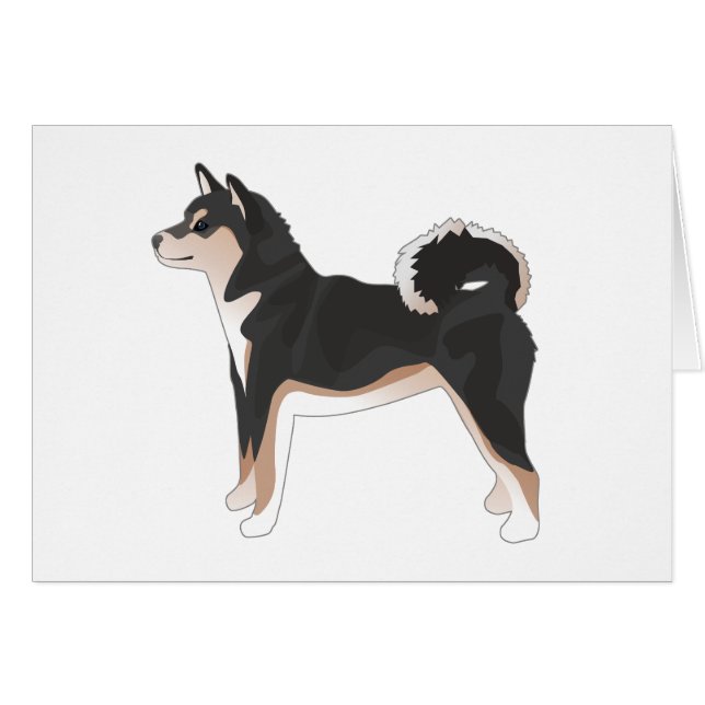 Tri-färg Shiba Inu Hund Side View Silhouette Card Hälsningskort (Framsidan Horizontal)
