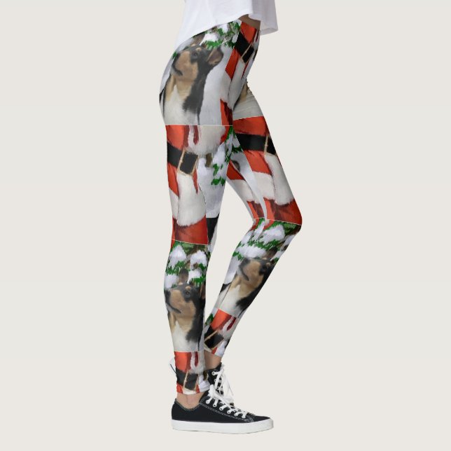 Tri Färg Smooth Collie jul Leggings (Höger)