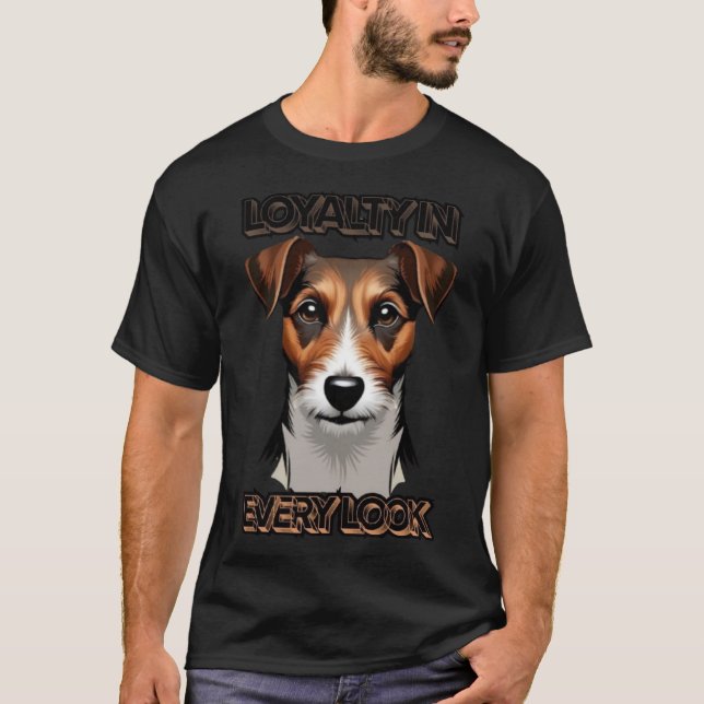 Tri-Färg Terrier Detaljerad Porträtt Art T Shirt (Framsida)