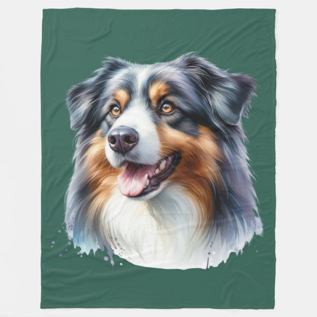 Tri-Färgad Australian shepherd Hund Fleecefilt (Framsidan)