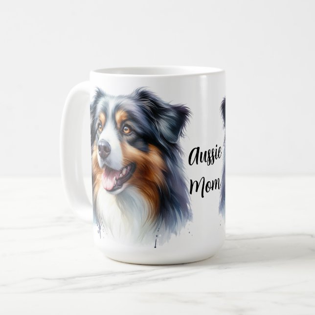 Tri-Färgad Australian shepherd Hund Kaffemugg (Framsida vänster)