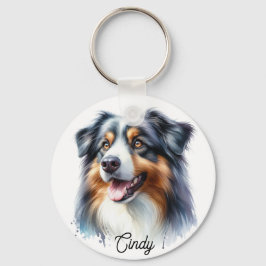 Tri-Färgad Australian shepherd Hund Nyckelring